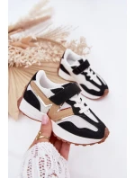 Sneakersy Dziecięce Na Rzep Biało-Czarne Tezzu