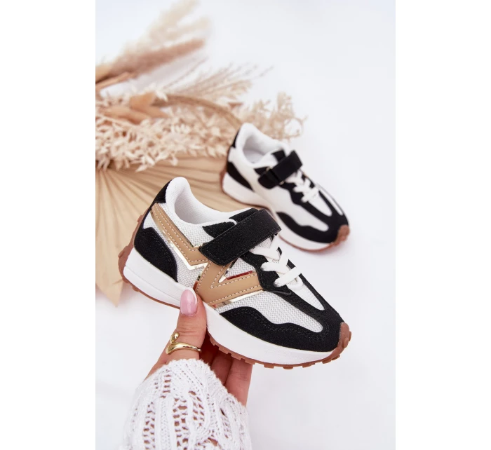 Sneakersy Dziecięce Na Rzep Biało-Czarne Tezzu