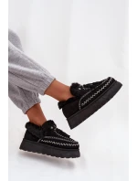 Dámské sněhule na platformě s kožíškem a třásněmi Černé Ferayne