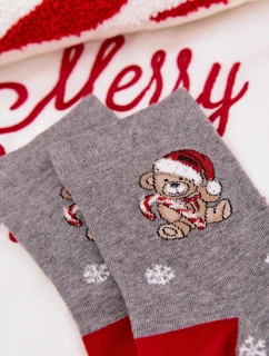 Dámské vánoční ponožky sněhové  v Santa Claus tmavě šedé model 21786668 - Aura.via