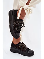 Dámské tenisky s krajkou na platformě model 22095265 Černé - Lee Cooper