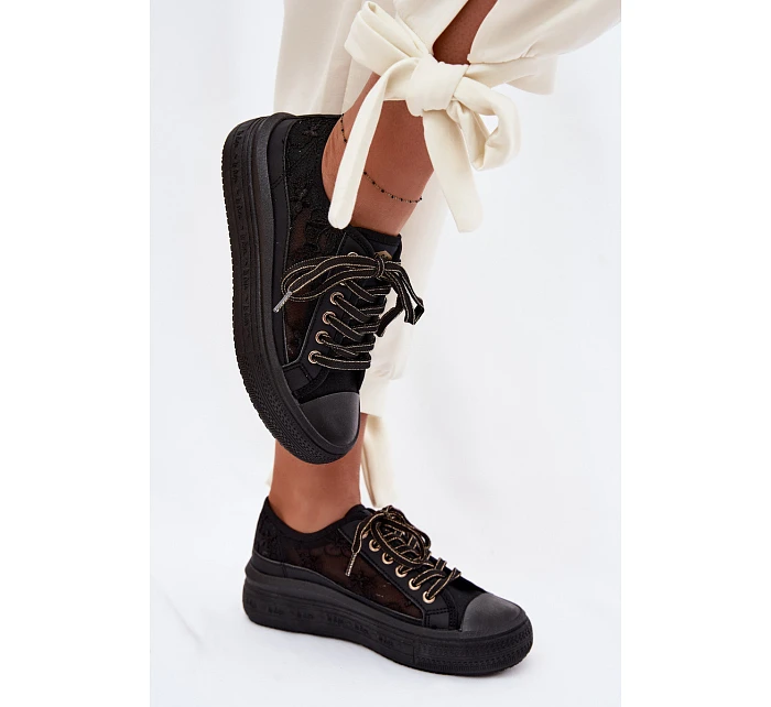 Dámské tenisky s krajkou na platformě model 22095265 Černé - Lee Cooper