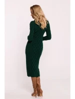 Svetrové šaty s výstrihom do V M824 zelené - Moe