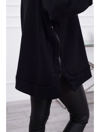 Zateplená mikina so zipsom na boku čierna