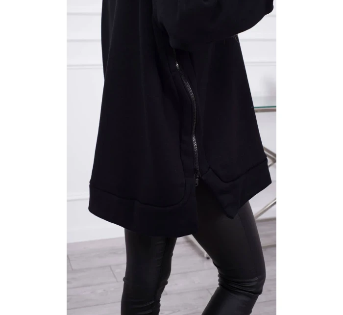 Zateplená mikina so zipsom na boku čierna