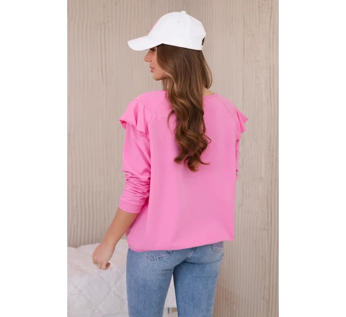 Bavlnená blúzka s volánikmi na ramenách svetlo ružová Bavlnená blúzka s volánikmi na ramenách svetlo ružová