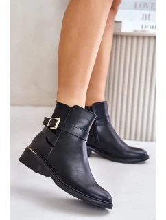 Botki Sztyblety Damskie Na Niskim Obcasie Ocieplane Czarne Zinlora