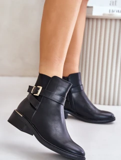 Botki Sztyblety Damskie Na Niskim Obcasie Ocieplane Czarne Zinlora