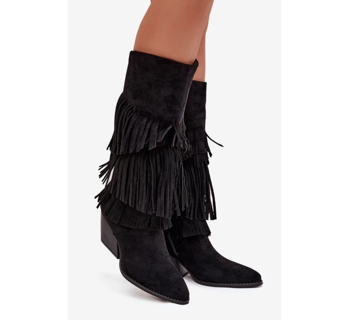 Kůže Boty Kovbojky Dámské S Černé model 21710933 - Boto