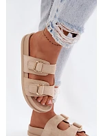 Dámské pantofle se zlatými sponami Béžové Pelorin