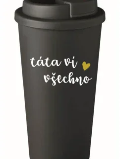 DAD KNOWS EVERYTHING - čierny termohrnček 475 ml