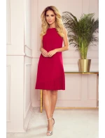 Červené dámské trapézové šaty s asymetrickým model 8489478 - numoco