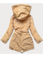 Dámska bunda v pieskovej farbe s kapucňou (CAN-563)