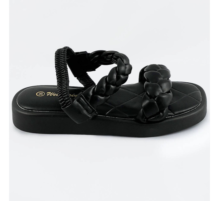 Čierne sandále so zapletenými pásikmi (AF-250)