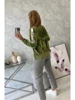 Velurová mikina s kapucí zelená Velurová mikina s kapucí zelená