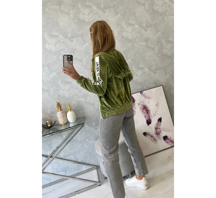 Velurová mikina s kapucí zelená Velurová mikina s kapucí zelená