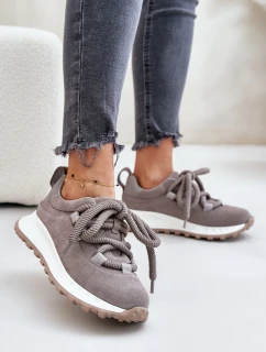 Semišové Dámské Tenisky S Šněrováním Šedé model 21671682 - Artiker