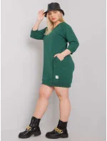 Tmavě zelené plus size šaty s kapsami Tmavě zelené plus size šaty s kapsami