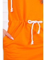 Viazané šaty s kapucňou oranžové