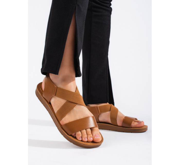 Krásne hnedé sandále na podpätku pre ženy