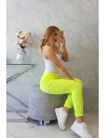 Bavlněné kalhoty žluté neonové