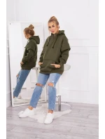 Zateplená blúzka s polovičným rolákom khaki farby Zateplená blúzka s polovičným rolákom khaki farby