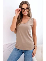 Dámska blúzka z viskózy s volánom vo výstrihu fango Dámska blúzka z viskózy s volánom vo výstrihu fango