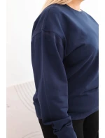 Dámská mikina Plus Size bavlněná basic s kulatým výstřihem modrá