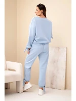 Dámska súprava z maslovej viskózy s kravatami modrá