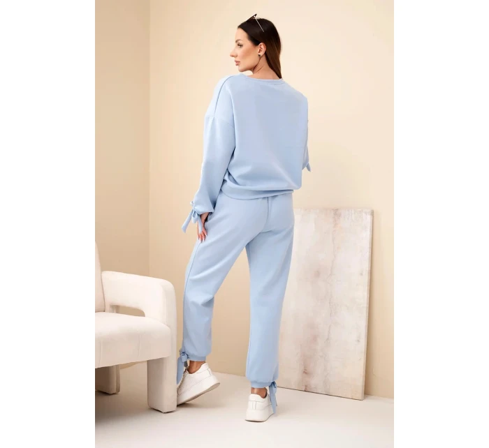 Dámska súprava z maslovej viskózy s kravatami modrá