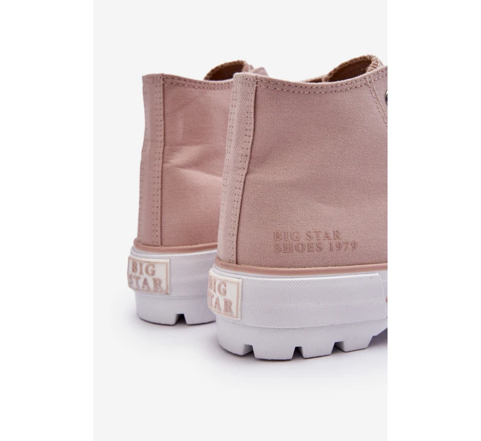 Wysokie Materiałowe Trampki Na Platformie Big Star LL274157 Nude