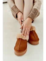 Kožené Semišové Pantofle Dámské Na Platformě S Kožíškem Camel model 21638811 - Boto Kožené Semišové Pantofle Dámské Na Platformě S Kožíškem Camel model 21638811 - Boto