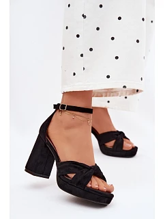 Dámské sandály na podpatku s semiše černé model 22107191 - Boto