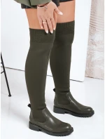 Dámske čižmy nad kolená zelené FashionStreet ZY1134