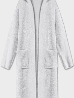 Dlhý plášť z alpakovej vlny s kapucňou svetlosivý (M105-1)