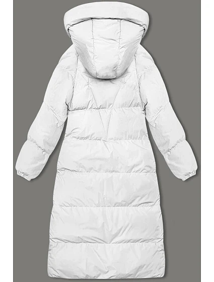 Dlouhá bílá hrubší dámská bunda s kapucí model 21246167 - J.STYLE Dlouhá bílá hrubší dámská bunda s kapucí model 21246167 - J.STYLE