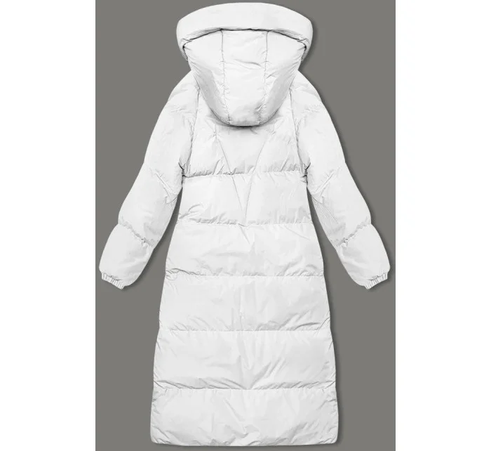 Biela dlhá hrubá dámska bunda s kapucňou (5M3163-281) Biela dlhá hrubá dámska bunda s kapucňou (5M3163-281)