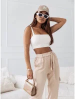 Béžové dámské kalhoty model 19813385 - Moon Béžové dámské kalhoty model 19813385 - Moon
