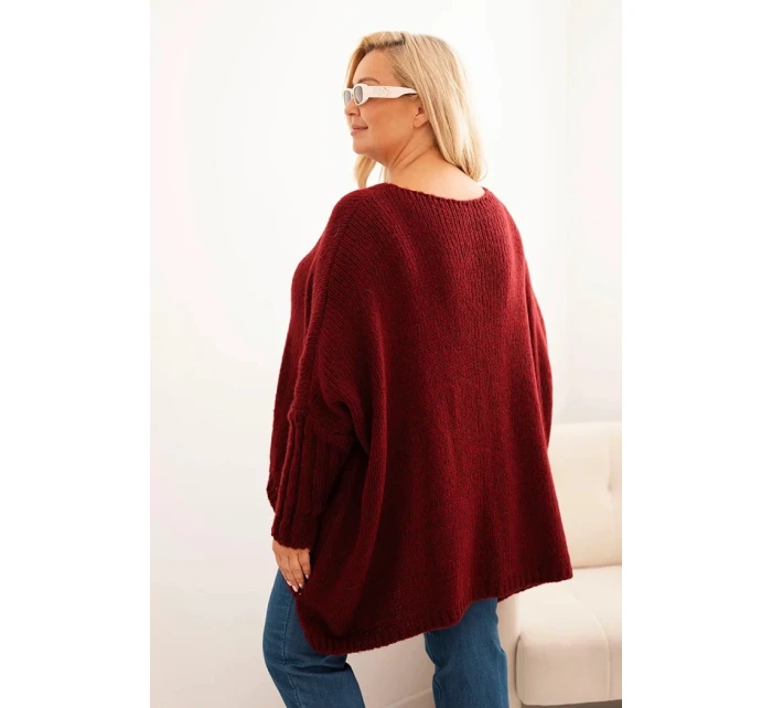 Dámsky akrylový sveter v nadmernej veľkosti s voľným strihom a 3/4 rukávmi Fango