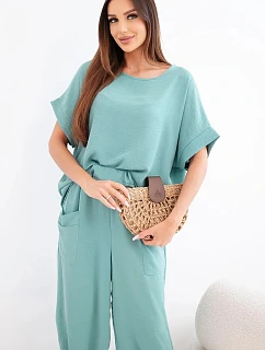 Komplet z viskózy halenka + kalhoty tmavý model 22128563 - K-Fashion