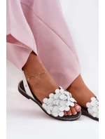 Skórzane Sandały Na Płaskim Obcasie Zazoo 40425 Białe