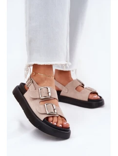 Semišové dámské sandály s přezkami Big Star model 21694384 světle růžové - Big Star Shoes