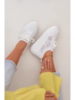 Háčkované dámské tenisky na platformě bílé Evalora