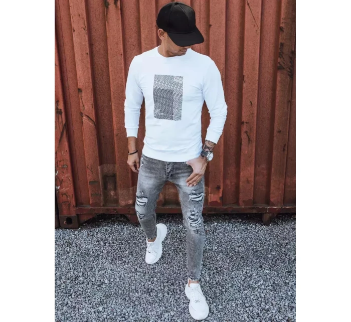 Pánská bílá mikina s potiskem Dstreet model 21966028 - FashionStreet Pánská bílá mikina s potiskem Dstreet model 21966028 - FashionStreet