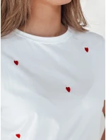 Dámske oversize tričko so srdiečkami ROMAFINA white Dstreet RY2889 Dámske oversize tričko so srdiečkami ROMAFINA white Dstreet RY2889
