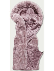 Ružová kožušinová vesta s kapucňou (BR8060-81)