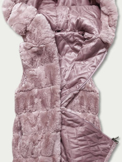 Ružová kožušinová vesta s kapucňou (BR8060-81)