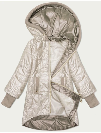 Svetlo béžová prešívaná bunda s ozdobným sťahovacím lemom S'West (B8345-70)