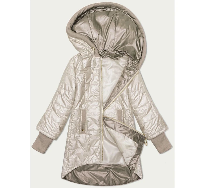 Svetlo béžová prešívaná bunda s ozdobným sťahovacím lemom S'West (B8345-70)