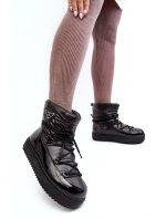 Dámské sněhule na platformě s mašlí černé model 21641625 - Boto